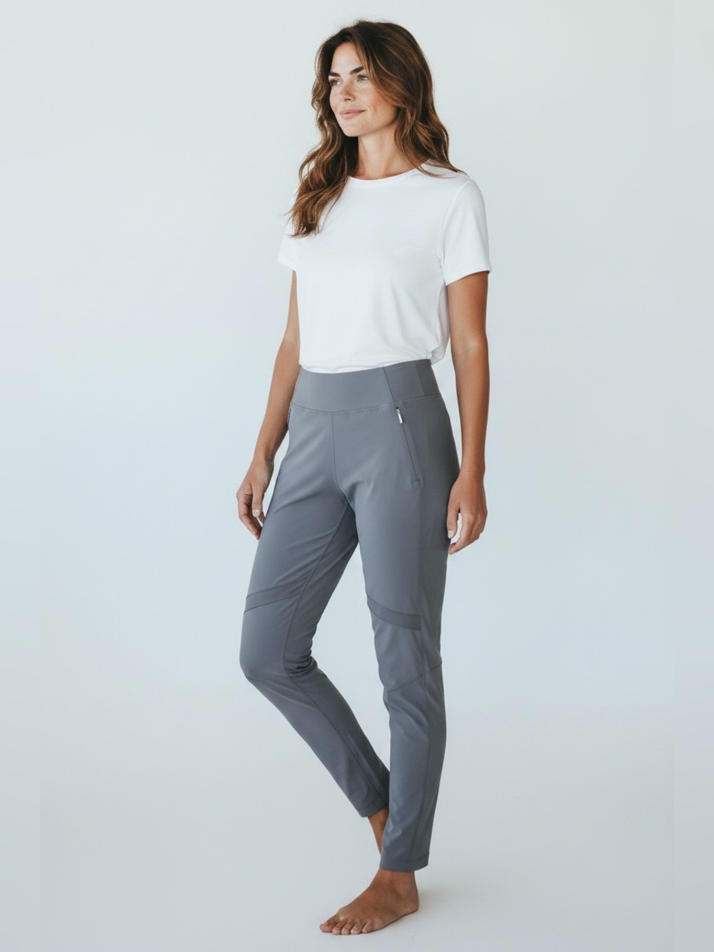 Athleta Slim High-Rise Performance Pants in Gray